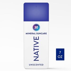 New Unused Native SPF 30 Mineral Spray Lotion Sunscreen Unscented 7 oz